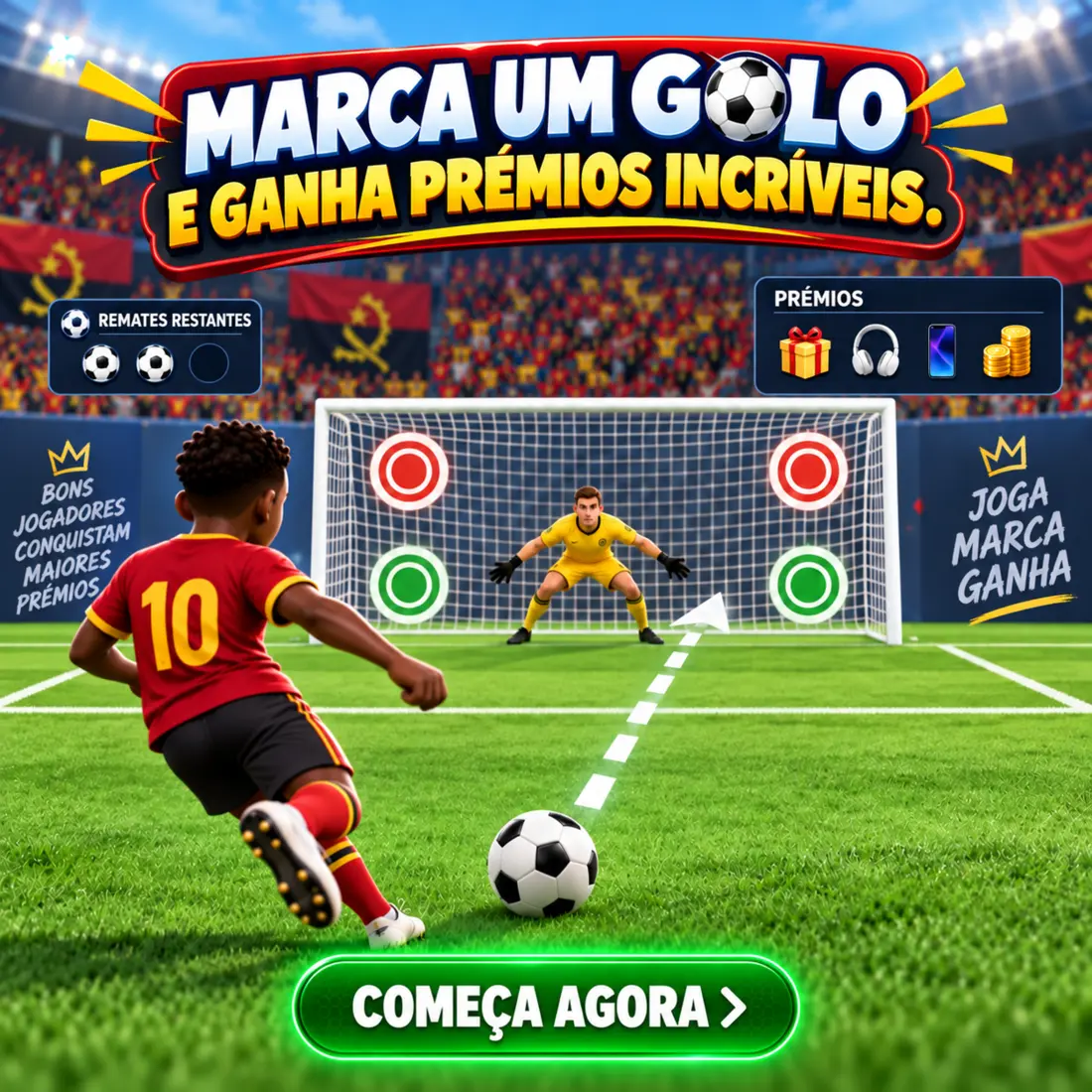 Jogador cobrando uma falta em direção a alvos no gol